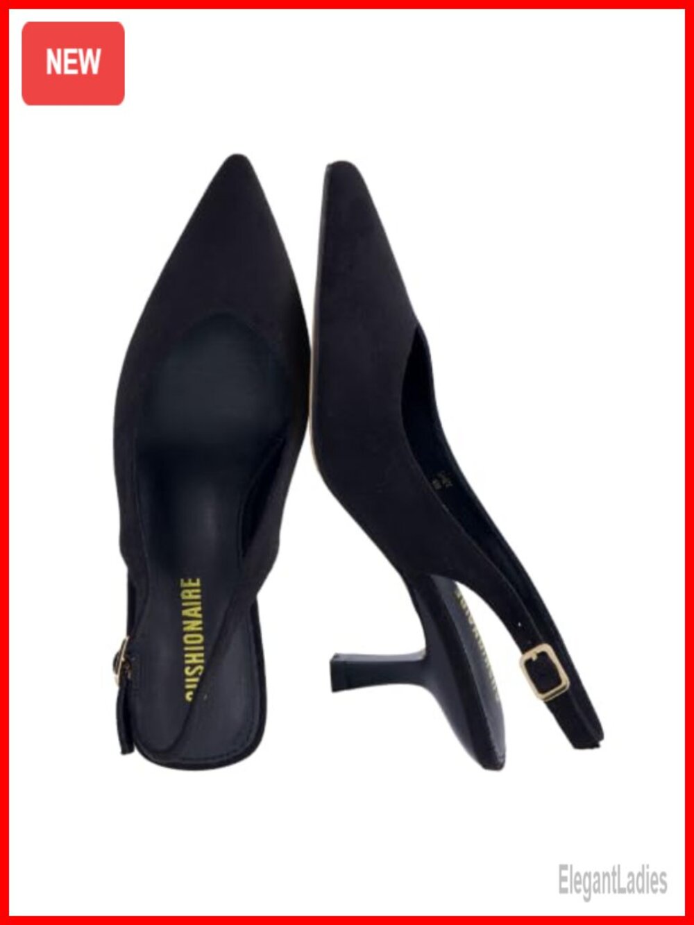 CUSHIONAIRE Saby Slingback Kitten Heels Pointed Toe Adjustable Ankle Strap